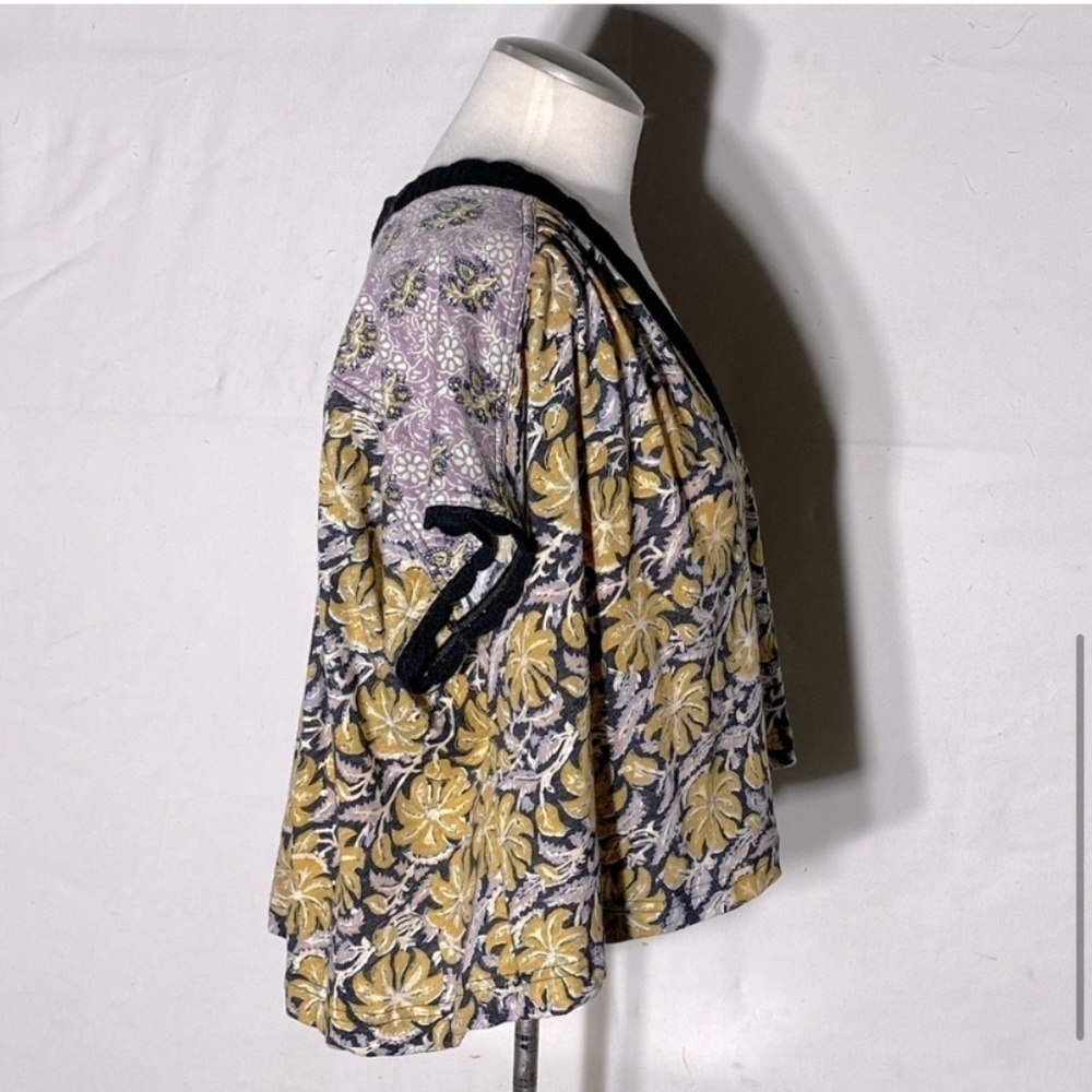 Free People Yellow Floral Leilani Crop With Crochet Lace Trim S - Picture 5 of 13